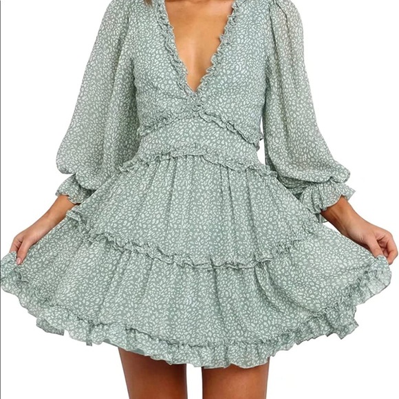 Dokotoo | Dresses | Womens Spring Summer Deep V Neck Ruffle Long Sleeve